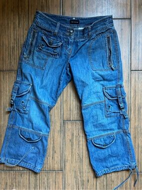 The Limited Blue Cargo Capri Jeans